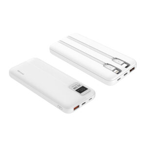 powerbank tecnolab 10000mah 22,5w incluye 2 cables tipo c y lightning white