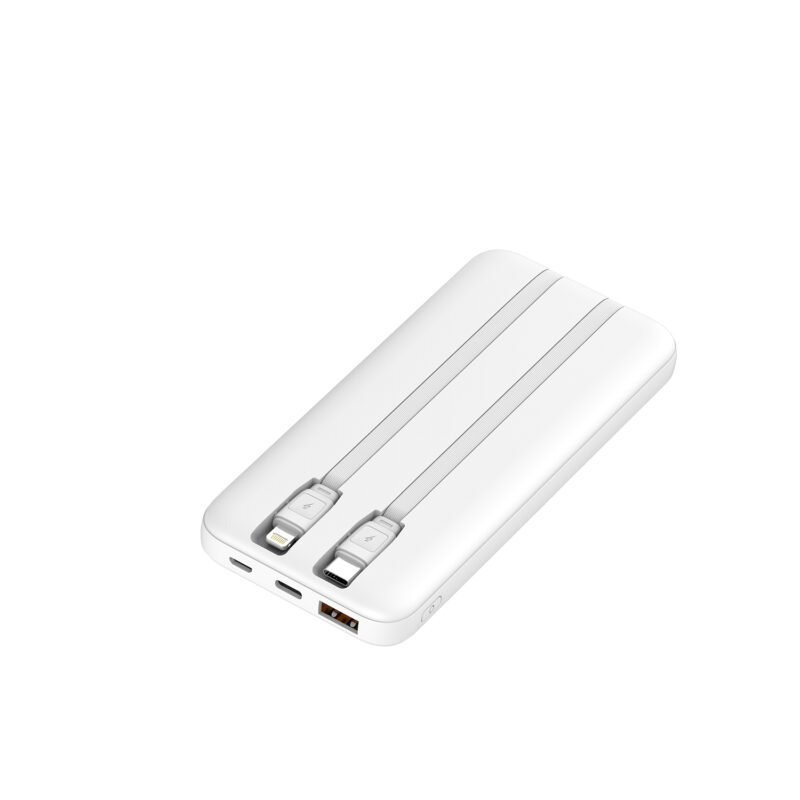 powerbank tecnolab 10000mah 22,5w incluye 2 cables tipo c y lightning white — vista 2