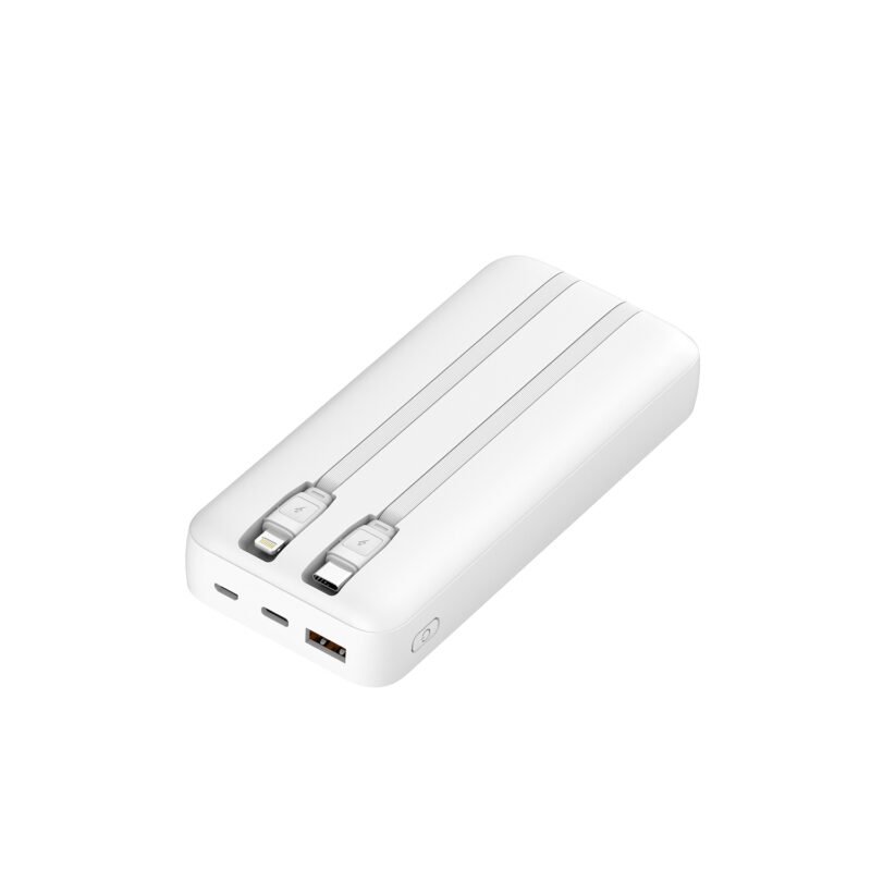powerbank tecnolab 20000mah 22,5w incluye 2 cables tipo c y lightning white — vista 2