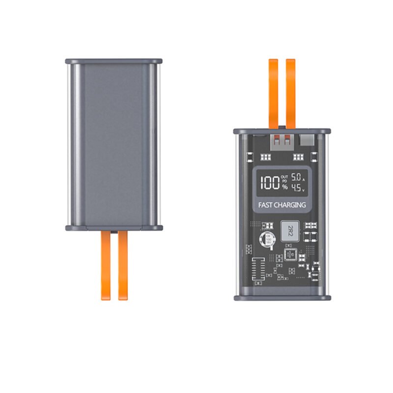 powerbank tecnolab 10000mah 22,5w incluye 2 cables tipo c y lightning gray — vista 4