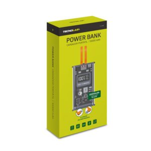 powerbank tecnolab 10000mah 22,5w incluye 2 cables tipo c y lightning gray