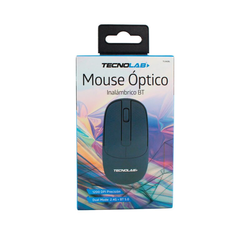 mouse tecnolab inalambrico optico, 3 colores, 2.4g + bt 5.0, micro receptor usb 2.0, resolucion 1200dpi, distancia 10m. blue — vista 4
