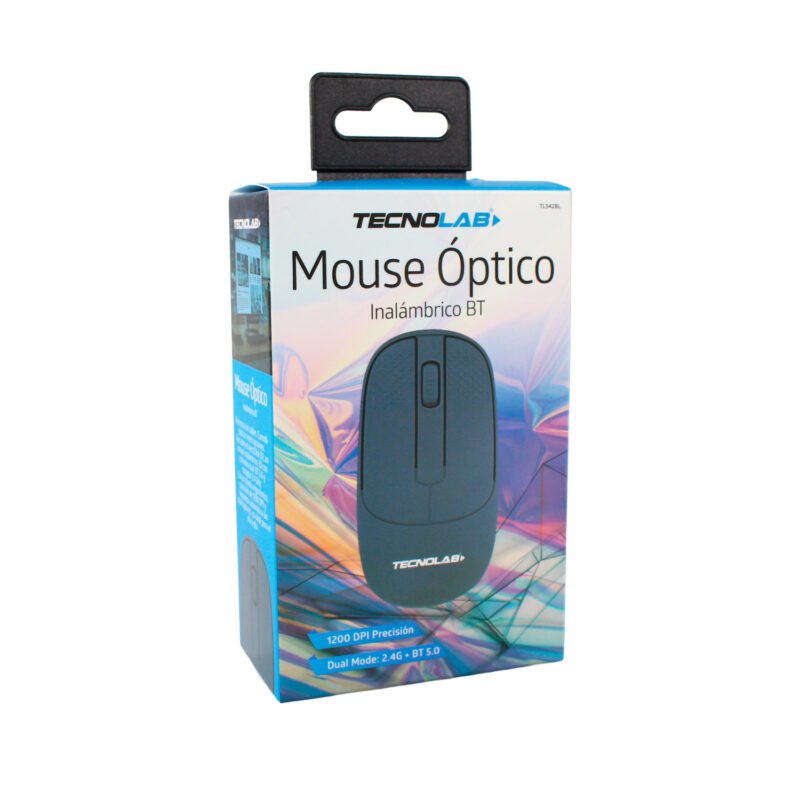 mouse tecnolab inalambrico optico, 3 colores, 2.4g + bt 5.0, micro receptor usb 2.0, resolucion 1200dpi, distancia 10m. blue — vista 5