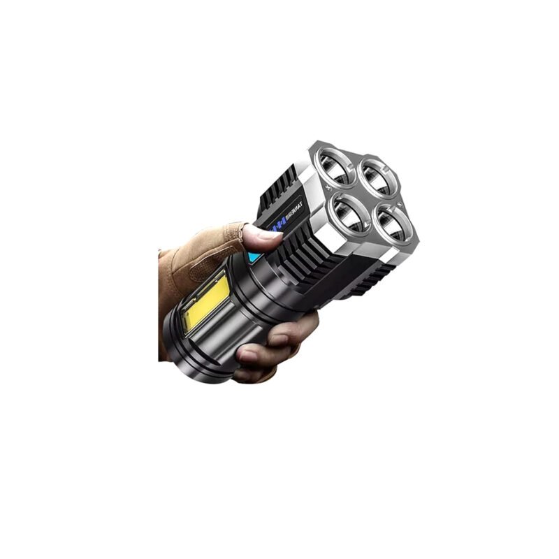 linterna tecnolab cuatro led, carga usb, resistente a salpicaduras, luz led osl + cob, bateria de litio. 500 lumenes 14 cm. — vista 2