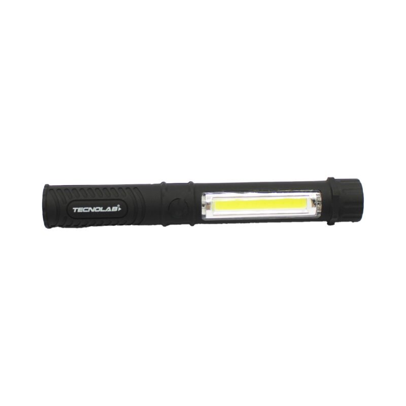 linterna tecnolab multifuncion, cob led brillante, diseÑo compacto con clip, iman inferior, carcasa antideslizante, usa pila aaa (no incluida).