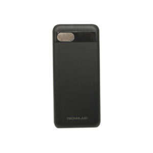 powerbank tecnolab 20000mah, 22.5 watts carga rapida, 2 cables incorporados, proteccion sobrecarga. black