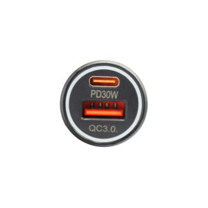 cargador tecnolab para automovil 48w, 1 puerto usb, tipo c, usb a+tipo c. black