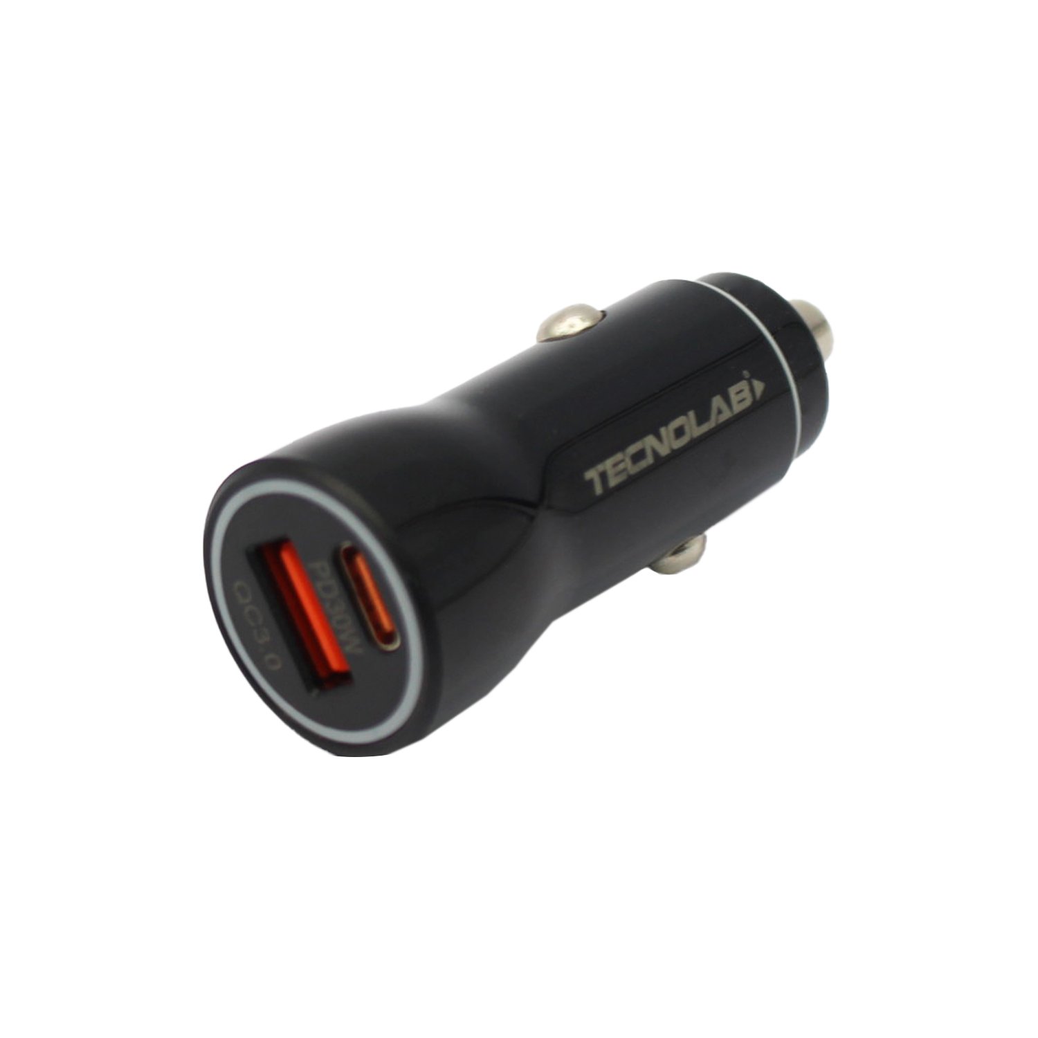 cargador tecnolab para automovil 48w, 1 puerto usb, tipo c, usb a+tipo c. black cargador tecnolab para automovil 48w, 1 puerto usb, tipo c, usb a+tipo c. black