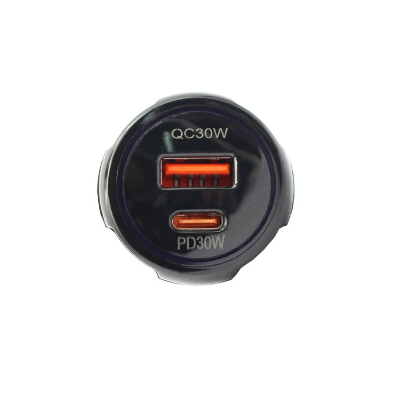 cargador tecnolab para automovil 60w, 1 puerto usb, tipo c, usb a+tipo c. black