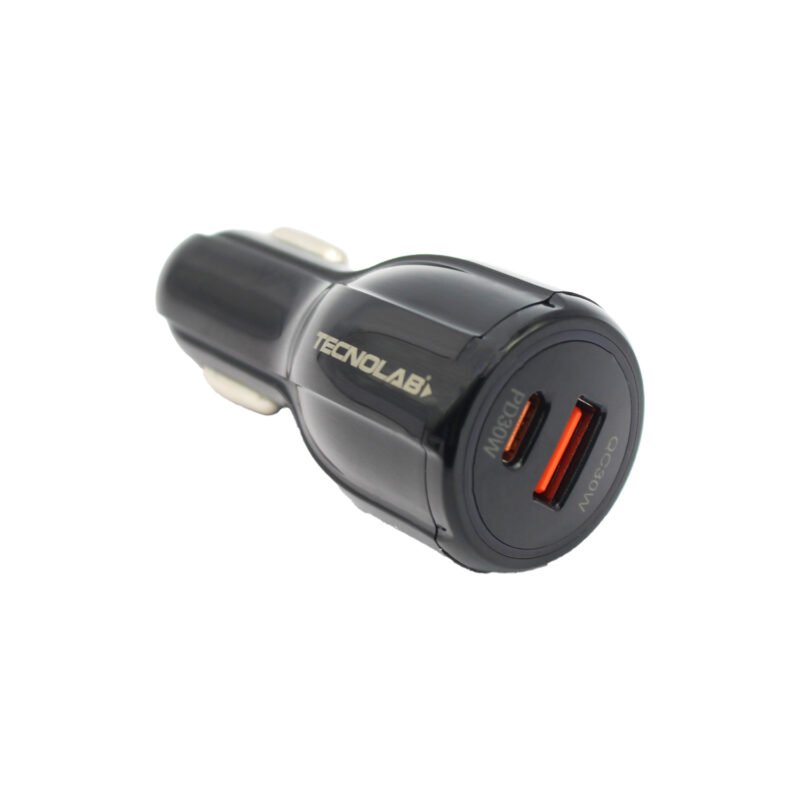 cargador tecnolab para automovil 60w, 1 puerto usb, tipo c, usb a+tipo c. black — vista 3