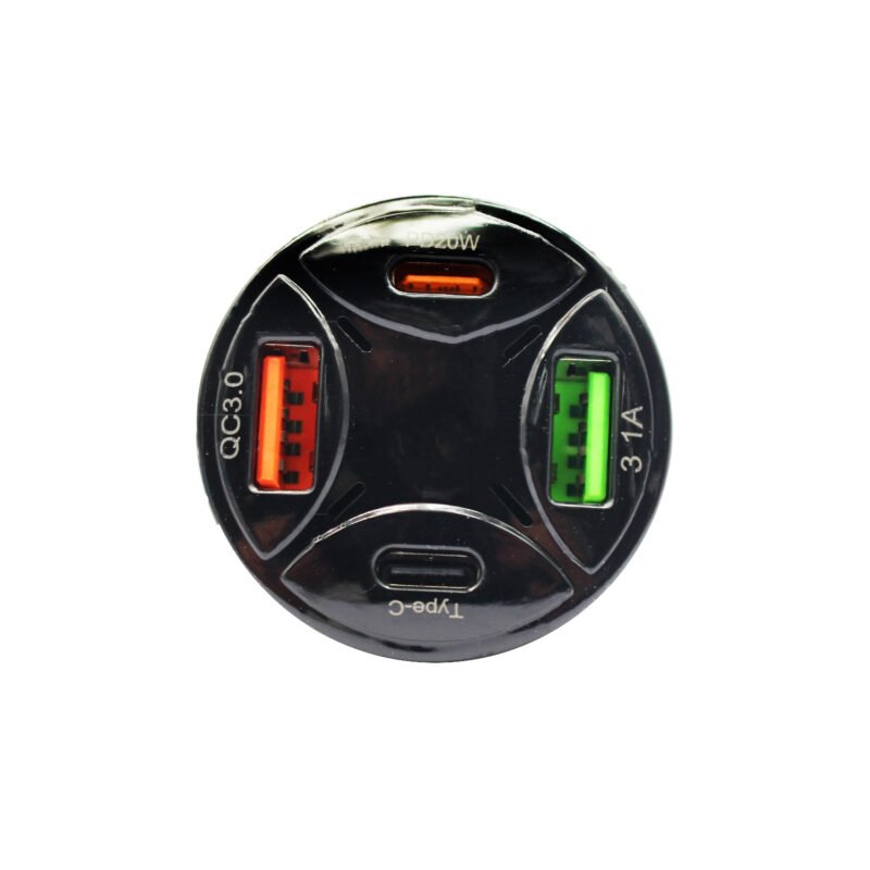 cargador tecnolab para automovil 2 puertos usb, tipo c, pd+qc+(usb a+tipo c) 3.1a — vista 2
