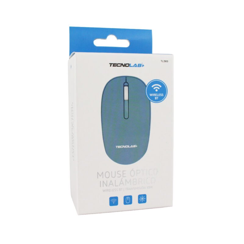 mouse tecnolab bt + 2.4ghz, 1000 dpi, 3 botones, pila aa, sensor luz roja led, distancia 10m. blue — vista 2