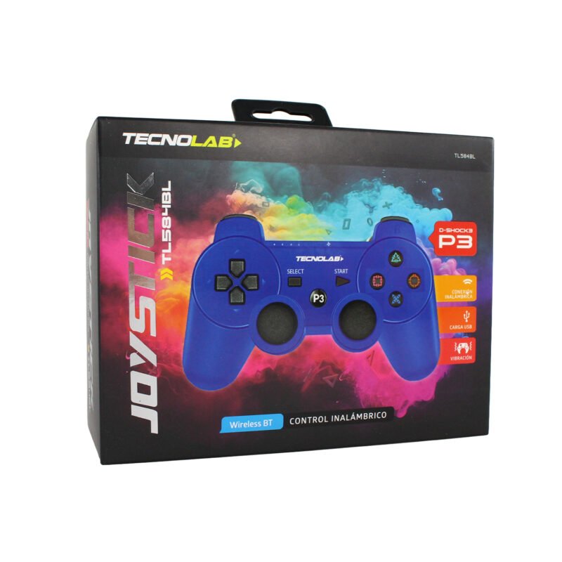 control tecnolab play station 3 dual shock bluetooth wireless con entrada blue — vista 4