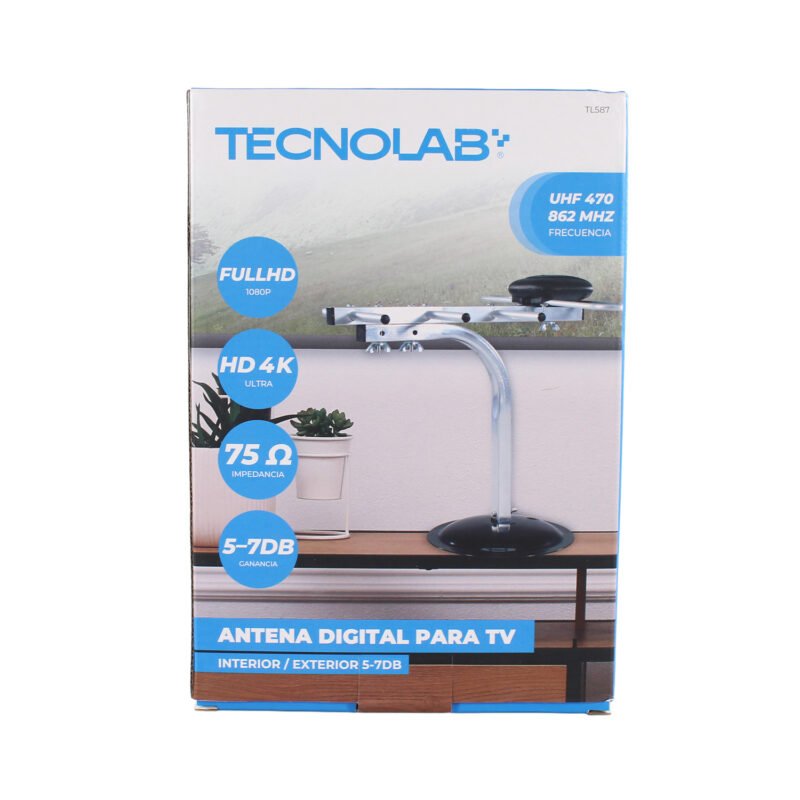 antena digital tecnolab para tv para interior o exterior 5 7db