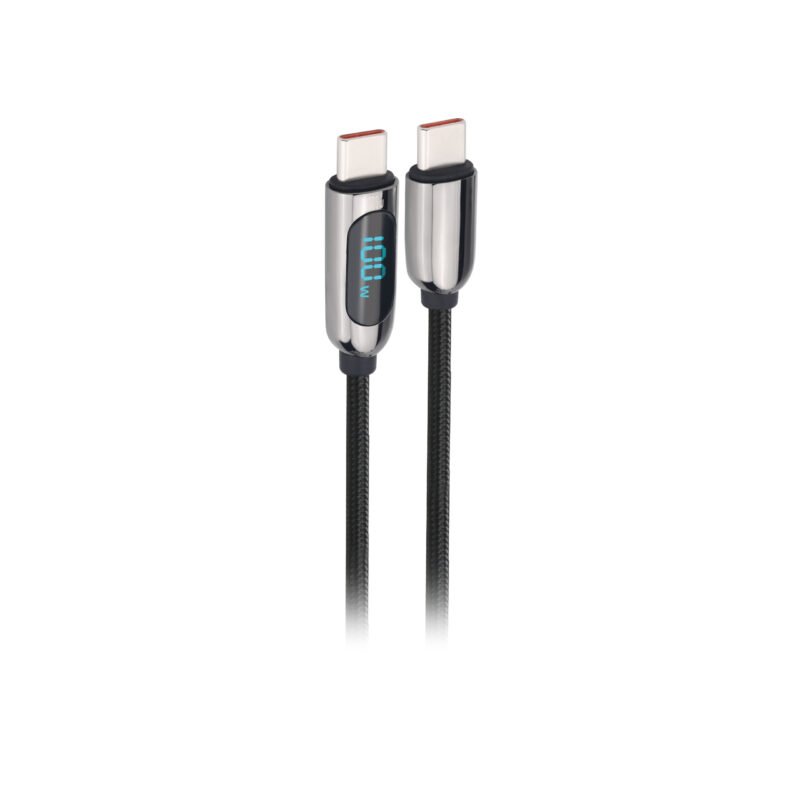 cable tecnolab tipo c a tipo c, 100w, display led, trenzado, 2 mts.