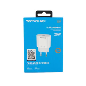 cargador tecnolab pd 20w, sin cable. certificacion sec. white