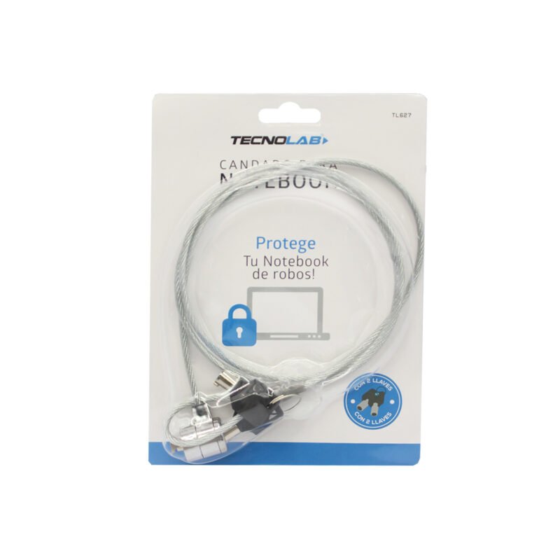 candado tecnolab seguridad notebook, acero inoxidable, incluye 2 llaves. — vista 2