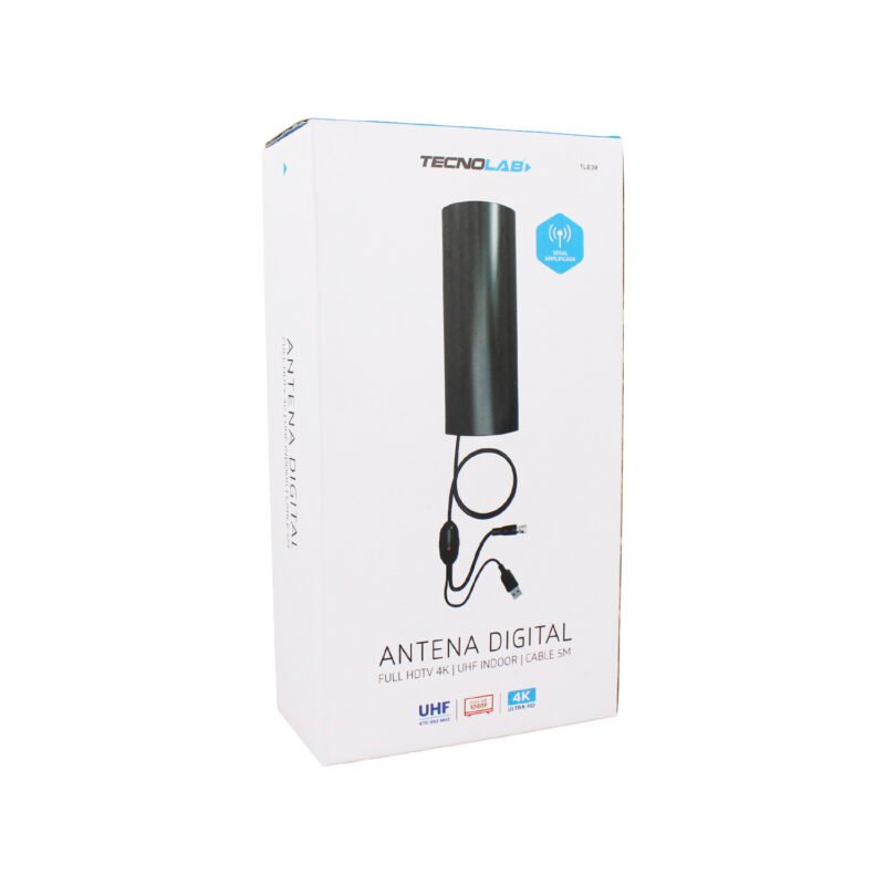 antena digital tecnolab para tv, amplificador 25 30 db, plastico, cable 5mt black