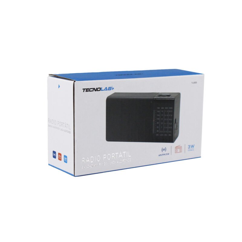 radio tecnolab portatil am/fm/sw, jack s, luz led, 3 pila aa, 3w.