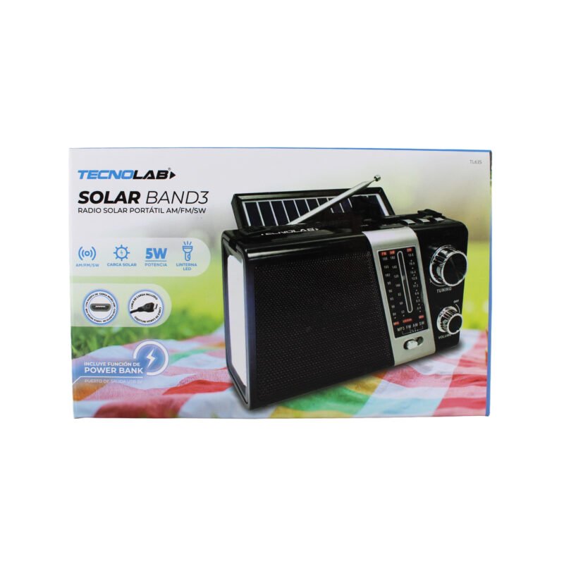 radio tecnolab portatil am/fm/sw, usb/tf, luz led, carga solar, bateria litio 18650, 5w. — vista 4