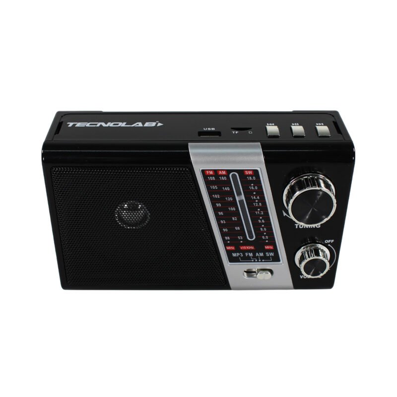 radio tecnolab portatil am/fm/sw, usb/tf, luz led, carga solar, bateria litio 18650, 5w. — vista 7