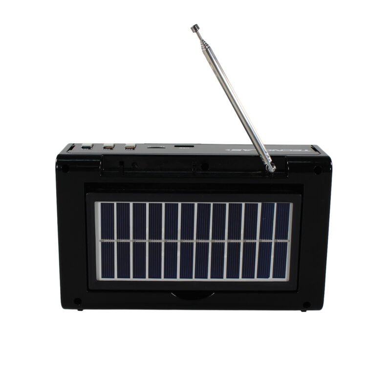 radio tecnolab portatil am/fm/sw, usb/tf, luz led, carga solar, bateria litio 18650, 5w. — vista 9