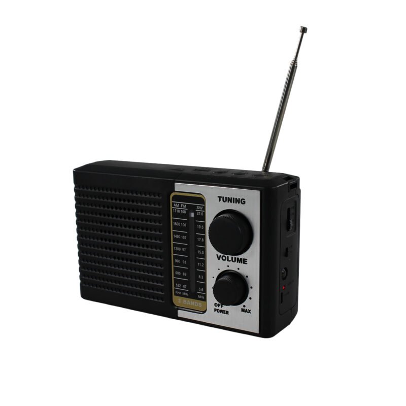 radio tecnolab portatil am/fm/sw, usb/tf, luz led, carga solar, bateria litio 18650 1200mah, 5w. — vista 6