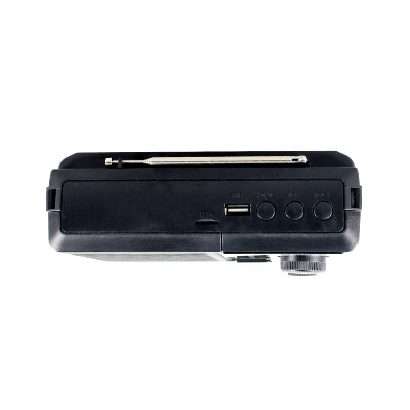 radio tecnolab portatil am/fm/sw, usb/tf, luz led, carga solar, bateria litio 18650 1200mah, 5w. — vista 7