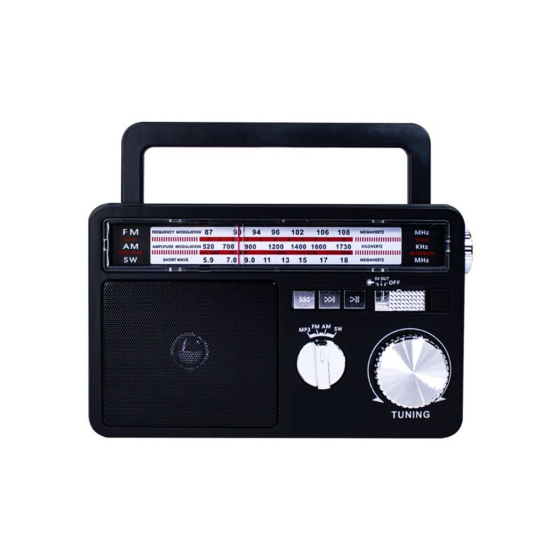 radio tecnolab portatil am/fm/sw, usb/tf, bt, con linterna, carga solar, bateria litio 18650, 5w. — vista 2