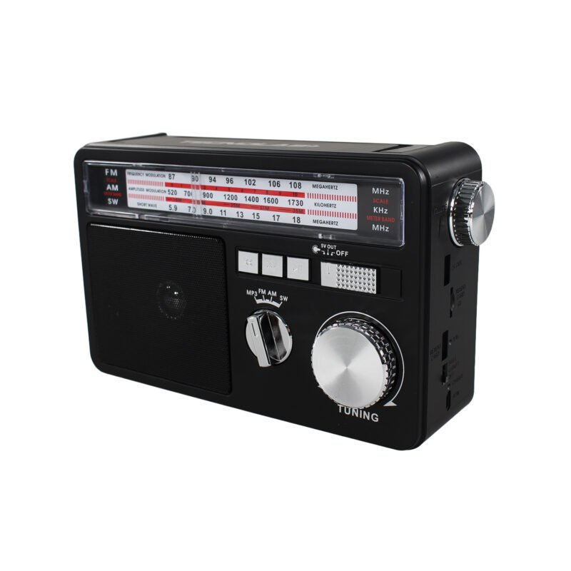 radio tecnolab portatil am/fm/sw, usb/tf, bt, con linterna, carga solar, bateria litio 18650, 5w. — vista 5