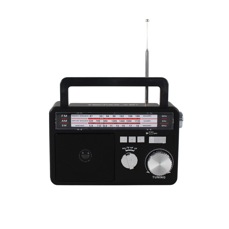 radio tecnolab portatil am/fm/sw, usb/tf, bt, con linterna, carga solar, bateria litio 18650, 5w. — vista 8