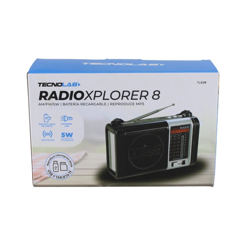 radio tecnolab 3 bandas am/fm/sw, usb/tf, mp3, bt, con luz led, bateria litio 18650. — vista 2