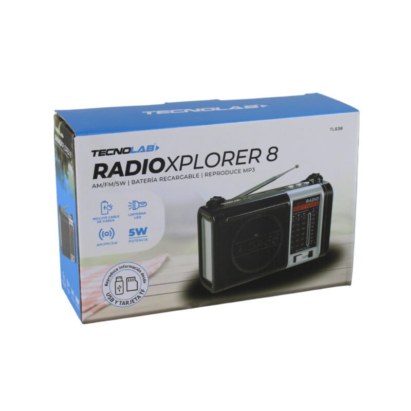 radio tecnolab 3 bandas am/fm/sw, usb/tf, mp3, bt, con luz led, bateria litio 18650. — vista 3