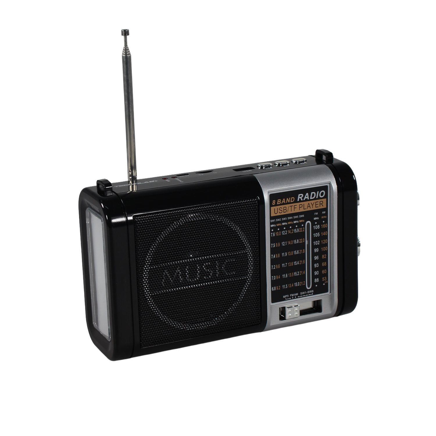 radio tecnolab 3 bandas am/fm/sw, usb/tf, mp3, bt, con luz led, bateria litio 18650. radio tecnolab 3 bandas am/fm/sw, usb/tf, mp3, bt, con luz led, bateria litio 18650.