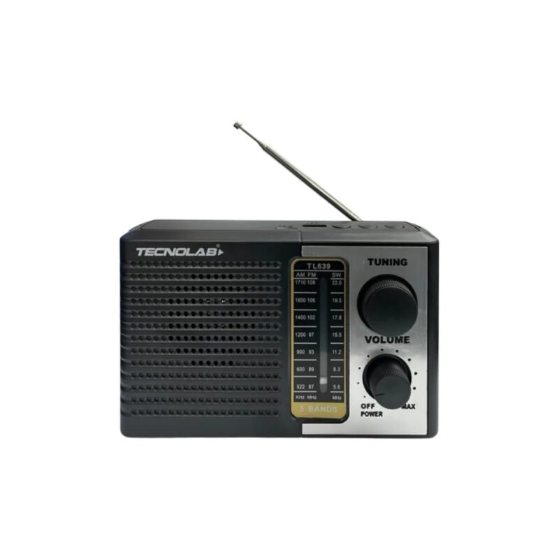 radio tecnolab portatil am/fm/sw, usb/tf, luz led, bateria litio 18650, antena telescopica, 5w. — vista 2