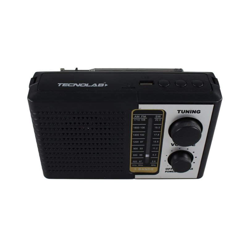 radio tecnolab portatil am/fm/sw, usb/tf, luz led, bateria litio 18650, antena telescopica, 5w. — vista 10