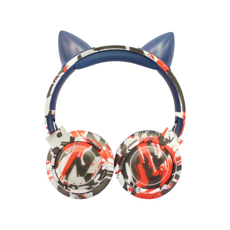 audifono tecnolab inalambricos orejas de gato bt v5.3, rgb, 40mm, radio fm, micro sd, carga tipo c, 10m alcance. blue — vista 2