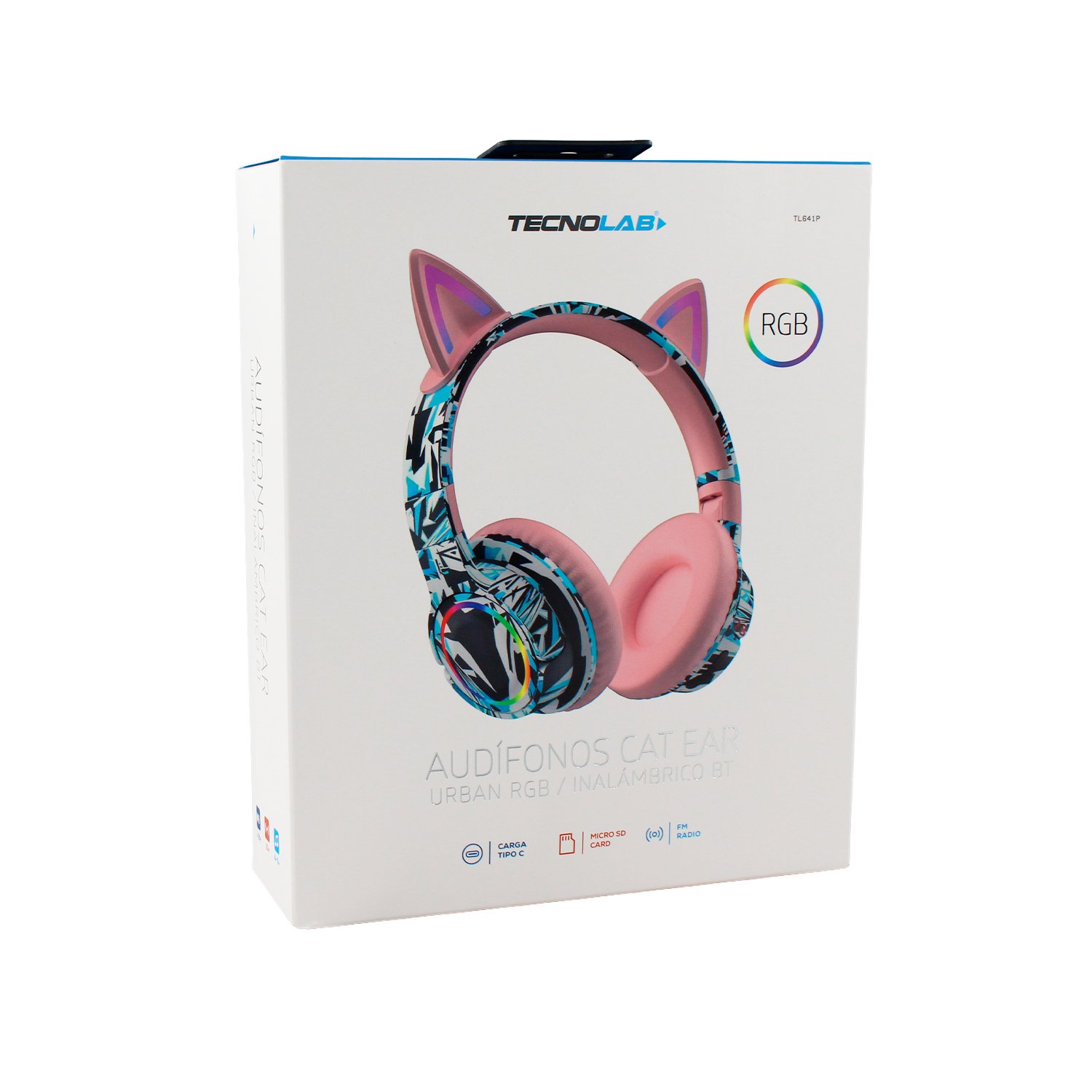 audifono tecnolab inalambricos orejas de gato bt v5.3, rgb, 40mm, radio fm, micro sd, carga tipo c, 10m alcance. pink audifono tecnolab inalambricos orejas de gato bt v5.3, rgb, 40mm, radio fm, micro sd, carga tipo c, 10m alcance. pink