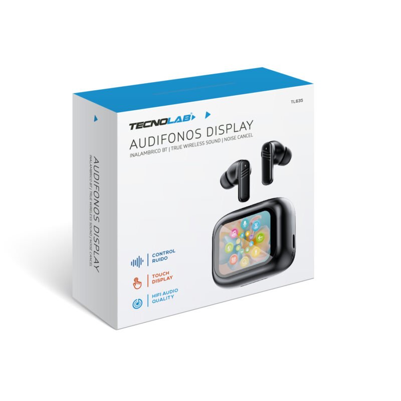 audifono tecnolab con pantalla touch bt, anc/enc, control ruido, carga tipo c, 30h reproduccion, 10m alcance. — vista 3