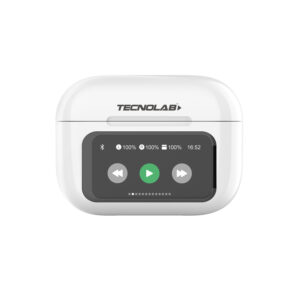audifono tecnolab anc enc con pantalla touch 1.47", inalambricos bt, carga tipo c, 350mah, 4 5h reproduccion, 10m alcance.