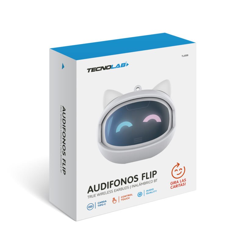 audifono tecnolab flip robot inalambricos bt, carga tipo c, 200mah, 10h reproduccion, 10m alcance, 2h carga. — vista 7