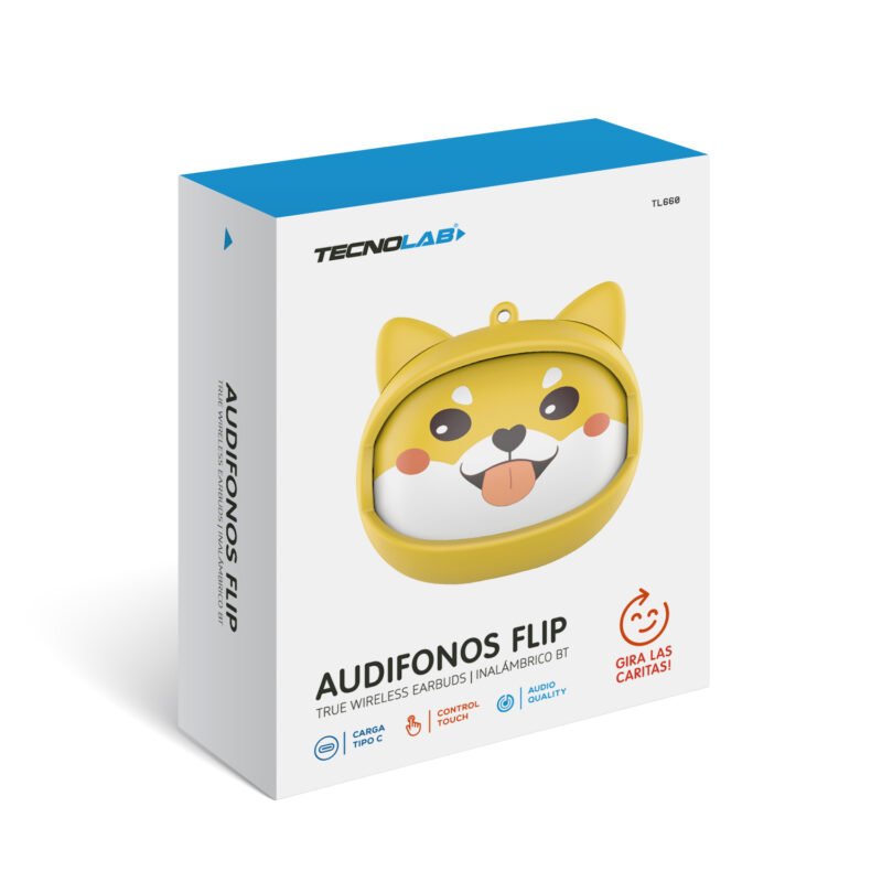 audifono tecnolab flip perro inalambricos bt, carga tipo c, bateria 200mah, 10h reproduccion, 10m alcance, 2h carga. — vista 6