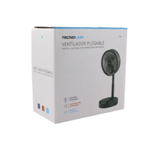 ventilador tecnolab plegable portatil, flujo de aire ajustable, dc 5v, 5w, diseÑo silencioso, soporte smartphone. green