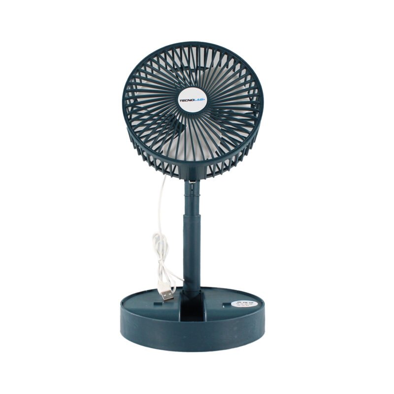 ventilador tecnolab plegable portatil, flujo de aire ajustable, dc 5v, 5w, diseÑo silencioso, soporte smartphone. green — vista 3