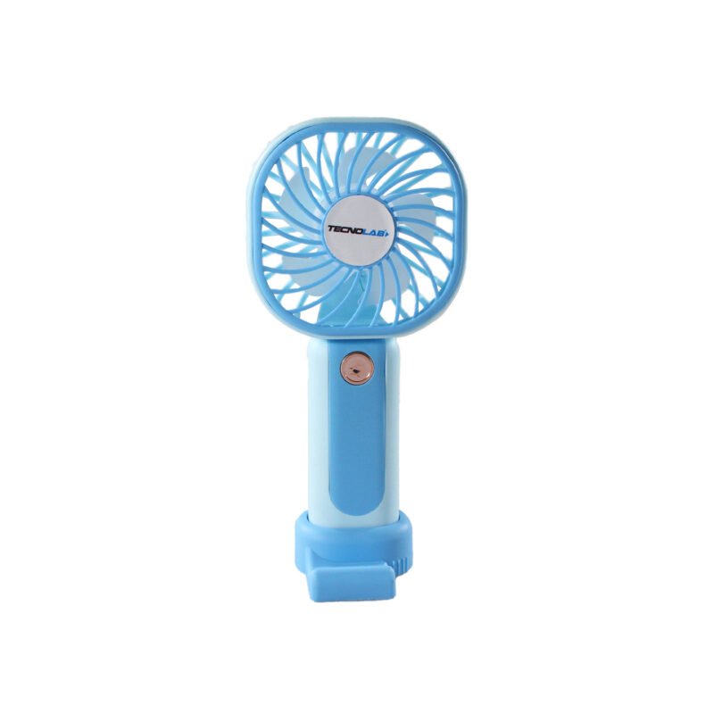 ventilador tecnolab portatil recargable, flujo ajustable, carga usb, bateria recargable de 400mah blue
