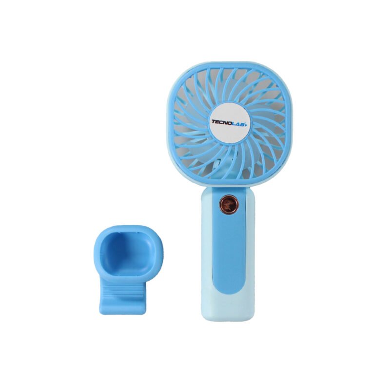 ventilador tecnolab portatil recargable, flujo ajustable, carga usb, bateria recargable de 400mah blue — vista 2