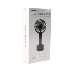 ventilador tecnolab portatil recargable, flujo ajustable, dc 5v 1a, bateria 500mah, soporte smartphone. black