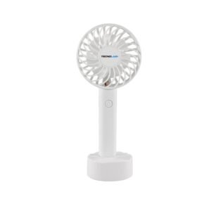 ventilador tecnolab portatil recargable, flujo ajustable, dc 5v 1a, bateria 500mah, soporte smartphone.white