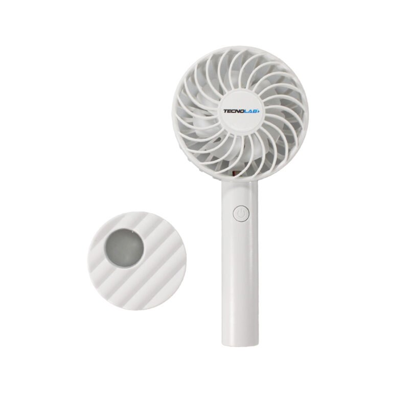 ventilador tecnolab portatil recargable, flujo ajustable, dc 5v 1a, bateria 500mah, soporte smartphone.white — vista 2