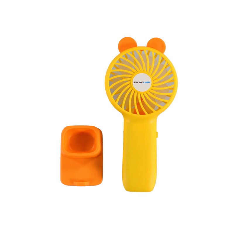 ventilador tecnolab portatil recargable, flujo ajustable, dc 5v 1a, bateria 225mah. orange — vista 3